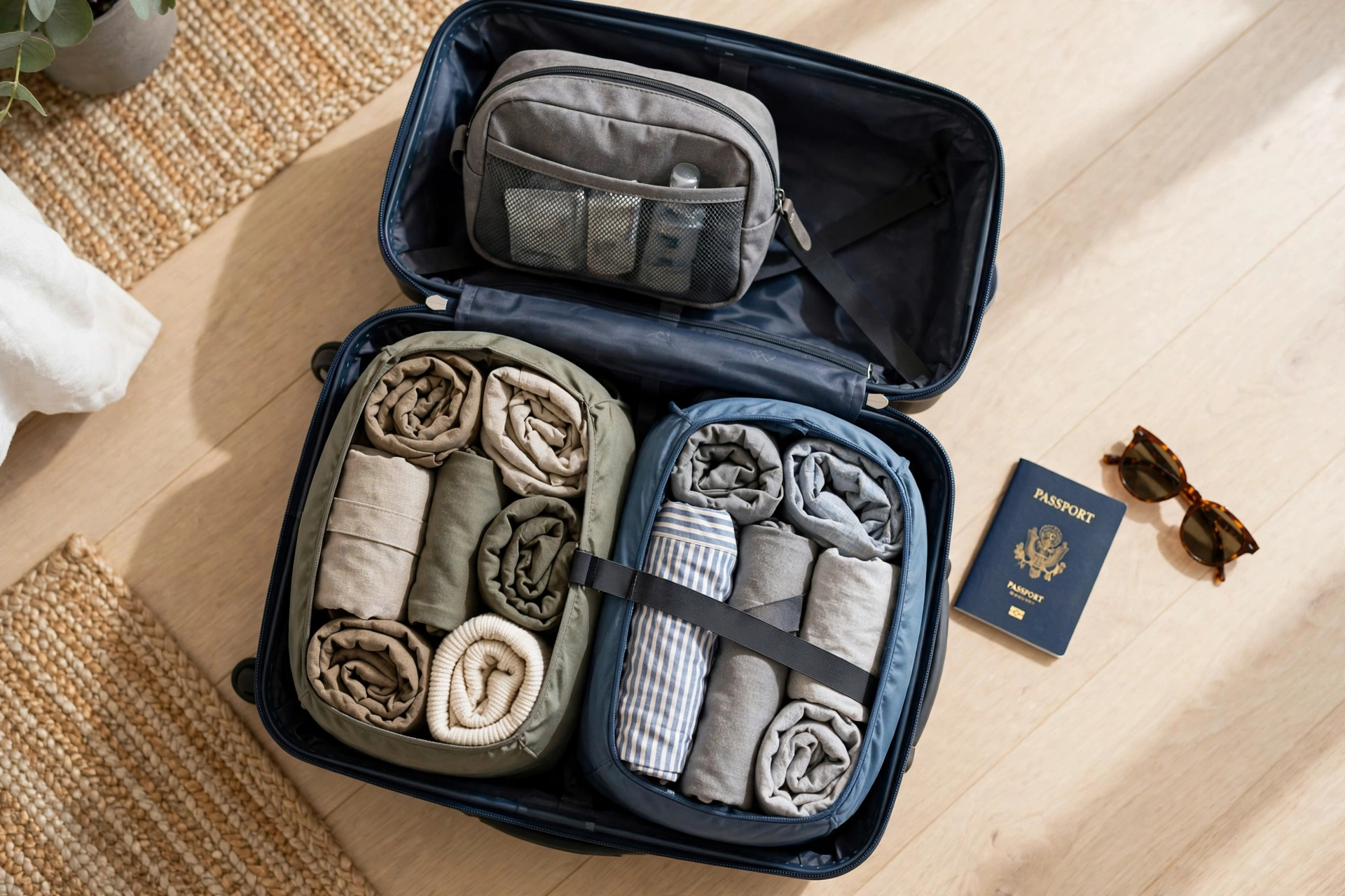 Traveler packing a carry-on suitcase with rolled clothes and packing cubes media-generation-pack-carry-on-featured-0-74cf4f68-8d1b-4a6c-b051-eebf8204c4b6-1